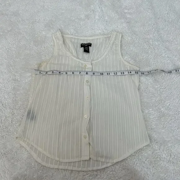VTG Polo Ralph Lauren Cream Cotton Sleeveless Button Down Top S Cottage Soft - Picture 3 of 7